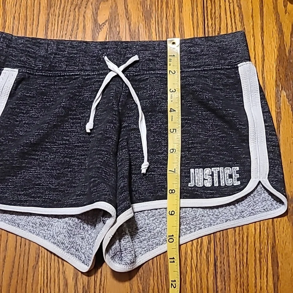 Justice Charcoal Athletic Shorts with White Trim - Girl's 12